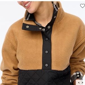 J Crew Half Zip Quilted Sherpa Size Small